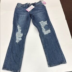 YMI Blue Distressed Straight Leg Jeans NWT